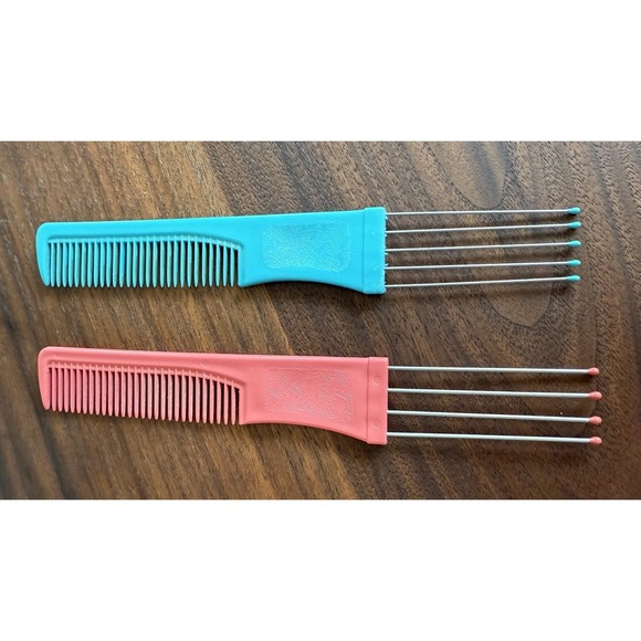 Vintage Y2K Goody Comfor-Tip Hair Lift Pick Comb Combo Pink Blue Lot of 2 - Picture 1 of 4
